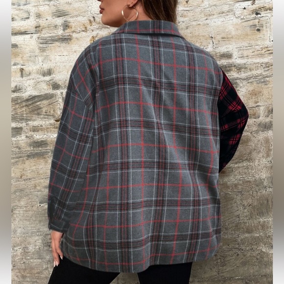 Classic Elegant Plus Size Plaid Button Down Shirt Top Blouse - Picture 6 of 16
